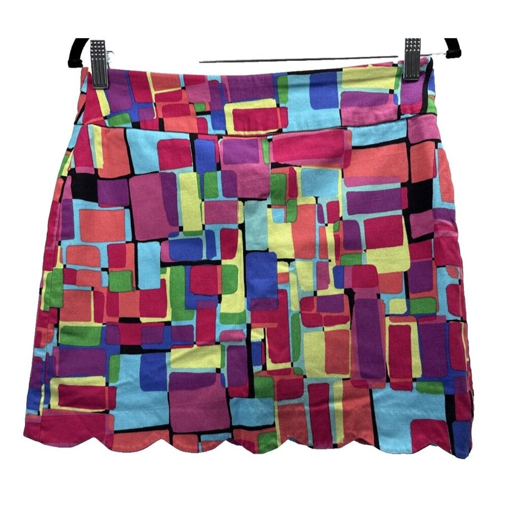 Attyre New York Skort 6‎ Artsy Golf Tennis Pickleball Stretch Colorful Scalloped